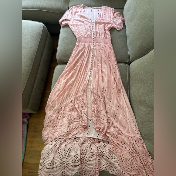 Young Fabulous & Broke Costa Eyelet High Low Dress// Mauve // Large - Picture 2 of 4